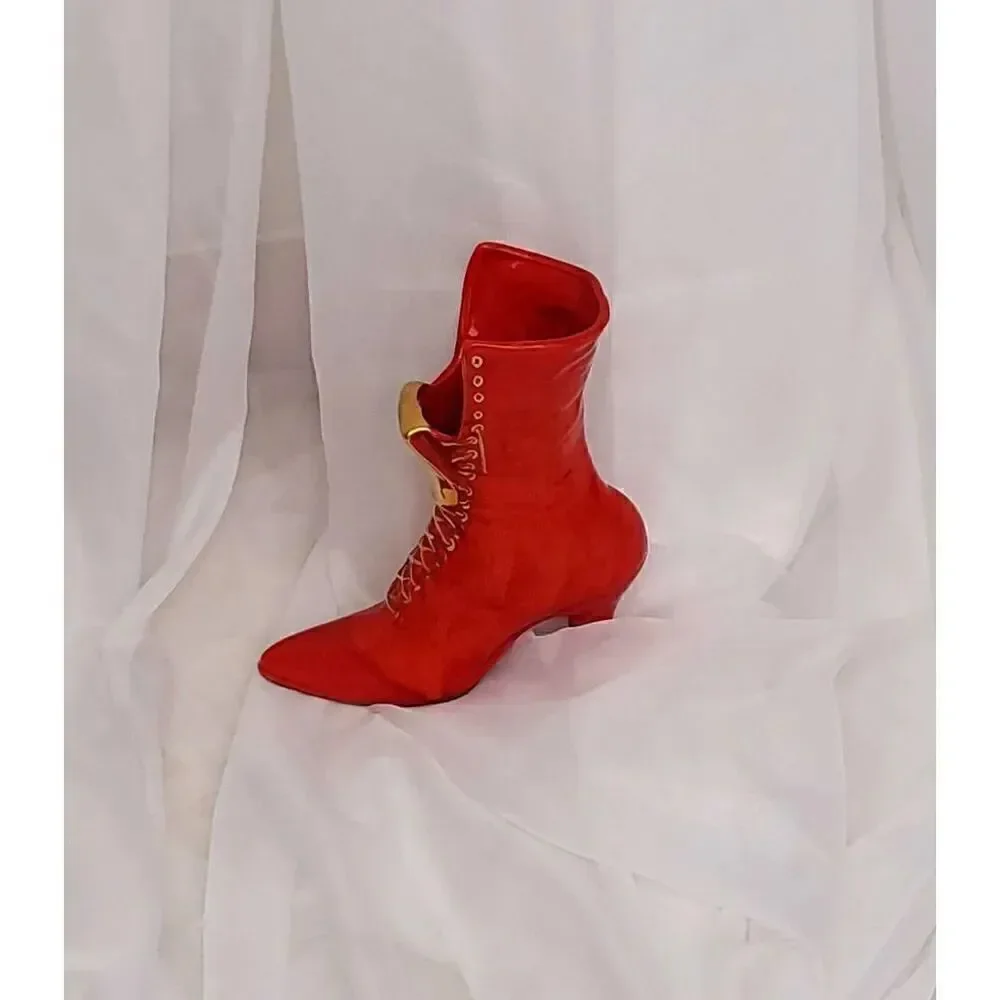 Red boot vase